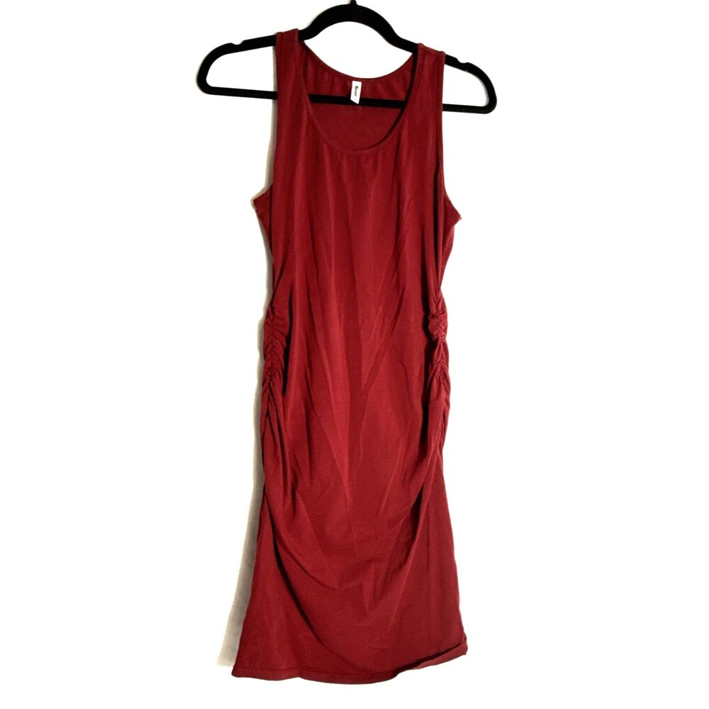 Missufe Maroon Maternity T-Shirt Dress Women's Medium 36" Long Gathered Sides